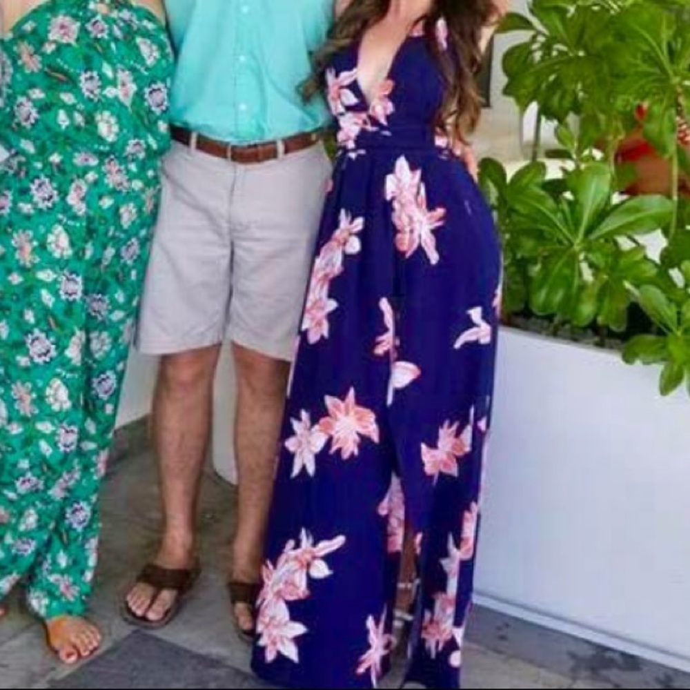 Blue flower maxi dress